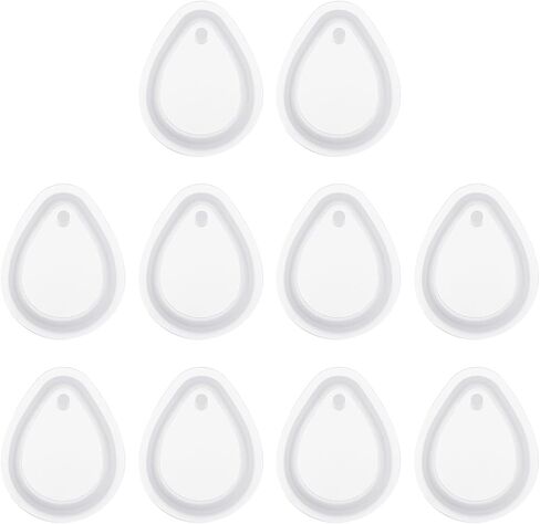 uxcell 10 Pcs Teardrop Resin Keychain Moulds, Silicone Epoxy Mould Kit with Hole for Pendant Keychains Ornament Jewelry Art Crafts Making DIY Crafts, White in Saudi Arabia