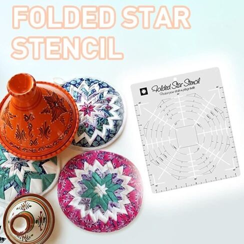 Folded Star Hot Pad Interfacing Templates Sewing Stencil Guide Ruler 9''x11'' PET Quilting Pad for Beginners in Saudi Arabia