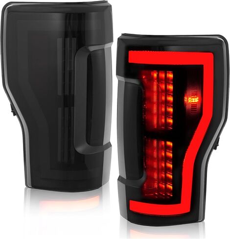 HECASA LH&RH LED Tail Light Compatible with 2017-2019 Ford F250 F350 F450 Super Duty Pickup Truck Tail Rear Brake Lamp w/LED Tube Bar Pair Replacement for FO2800262 FO2801262 Clear Lens Black Housing in Saudi Arabia