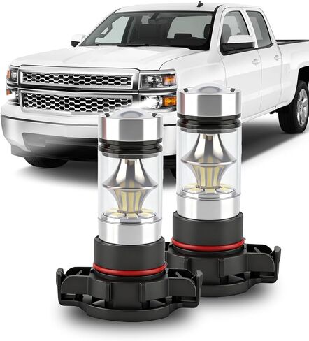 2-Pack Silverado LED Fog Lights Bulbs Kit — Direct Replacement Bulbs Fits for 2007-2015 Chevy Silverado 1500 2500 3500 HD | 6500K Cool White, Ultra-Bright, Plug and Play Installation in Saudi Arabia