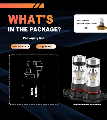 2-Pack Silverado LED Fog Lights Bulbs Kit — Direct Replacement Bulbs Fits for 2007-2015 Chevy Silverado 1500 2500 3500 HD | 6500K Cool White, Ultra-Bright, Plug and Play Installation in Saudi Arabia
