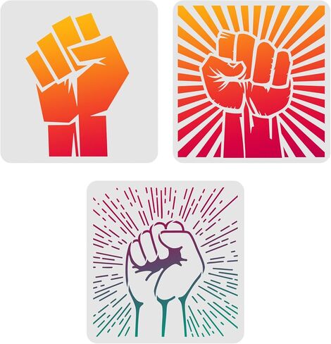 FINGERINSPIRE 3Pcs Fists Drawing Painting Stencils Templates (11.8x11.8inch) Plastic Stencils Decoration Punch Stencil for Painting on Wood, Floor, Wall, Fabric in Saudi Arabia