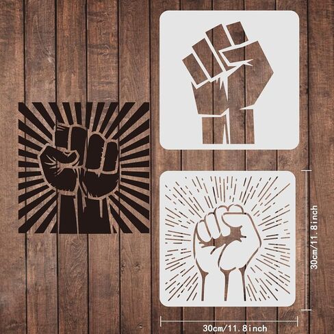 FINGERINSPIRE 3Pcs Fists Drawing Painting Stencils Templates (11.8x11.8inch) Plastic Stencils Decoration Punch Stencil for Painting on Wood, Floor, Wall, Fabric in Saudi Arabia
