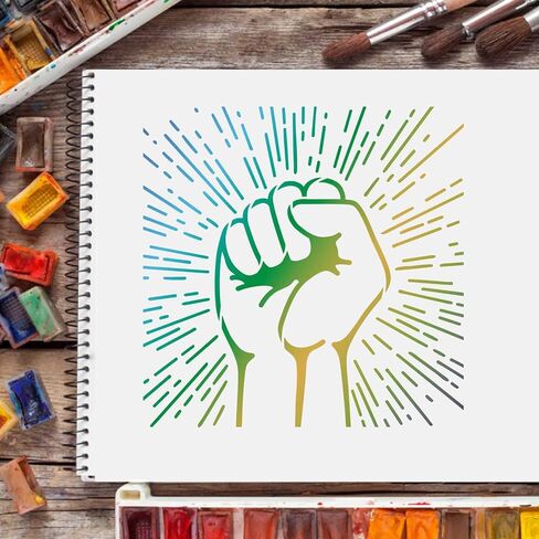 FINGERINSPIRE 3Pcs Fists Drawing Painting Stencils Templates (11.8x11.8inch) Plastic Stencils Decoration Punch Stencil for Painting on Wood, Floor, Wall, Fabric in Saudi Arabia