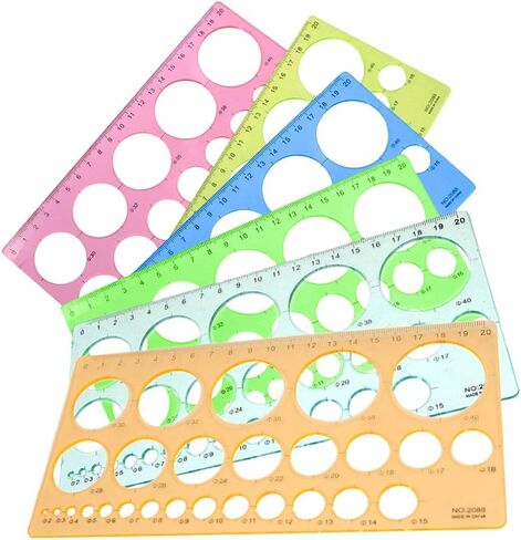 1Pcs Circle Template for Drafting Geometric Circle Ruler for Painting Round Drawing Templates Plastic Transparent Ruler for School Office Supplies（Random Color） in Saudi Arabia