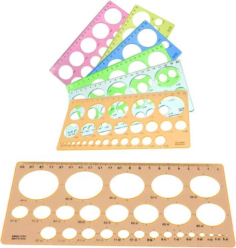 1Pcs Circle Template for Drafting Geometric Circle Ruler for Painting Round Drawing Templates Plastic Transparent Ruler for School Office Supplies（Random Color） in Saudi Arabia