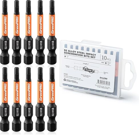 مجموعة لقم مثقاب Allen Wrench، مجموعة لقم مفك براغي برأس سداسية التأثير، مجموعة لقم سداسية فولاذية 1/4 بوصة سداسية الشكل S2، أطراف آلية CNC مع مغناطيسية، 2 بوصة طويلة 10 قطع (3/16) لقمة محرك مغناطيسية مع صندوق تخزين in Saudi Arabia