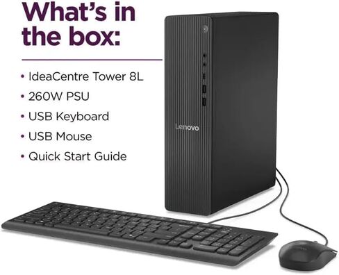 Lenovo IdeaCentre Tower Desktop Computer | Intel 14th Gen 4-Core Core i3-14100 CPU | 16GB DDR5 RAM, 2TB PCIe SSD + 1TB HDD | Monitor Ports (HDMI+VGA) | RJ-45, WiFi 6 | USB-C | KB & Mouse | Win 11 in Saudi Arabia