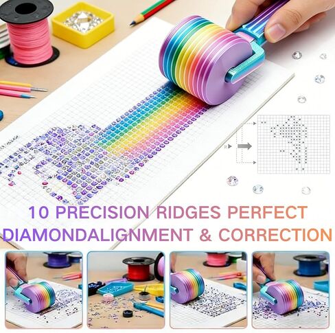 3Pcs Diamond Art Rolle, 2026 New Essential DIY Craft Tool for Rhinestone Embroidery, Easy-Grip Hand Roller, Detachable Diamond Painting Tools and Accessories(Pink+Rainbow+Purple Gradient) in Saudi Arabia