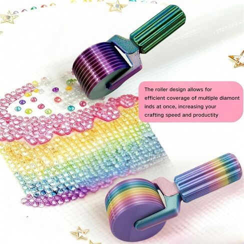 3Pcs Diamond Art Rolle, 2026 New Essential DIY Craft Tool for Rhinestone Embroidery, Easy-Grip Hand Roller, Detachable Diamond Painting Tools and Accessories(Pink+Rainbow+Purple Gradient) in Saudi Arabia