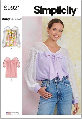 Simplicity SS9921Y5 Easy to Make Misses' Relaxed Fit Top Sewing Pattern Packet, Design Code S9921, Sizes 18-20-22-24-26 in Saudi Arabia