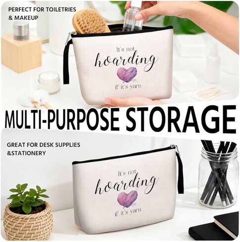 Funny Gifts for Crocheting Gifts Christmas Birthday Gifts Humorous Novelty Present for Knitting and Crochet Beginner Crochet Lovers Knitting Bag - It's not Hoarding if it's Yarn, Crochet Makeup Bag in Kuwait
