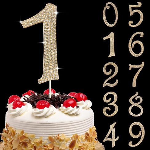 Large Number 0 Cake Topper Gold Rhinestone Number Cake Toppers Happy Birthday Cake Topper, Anniversary Cake Toppers, 10 16 18 21 30 40 50 60 70 80 90 Birthday Anniversary Cake Decorations (0, Glod) in Saudi Arabia
