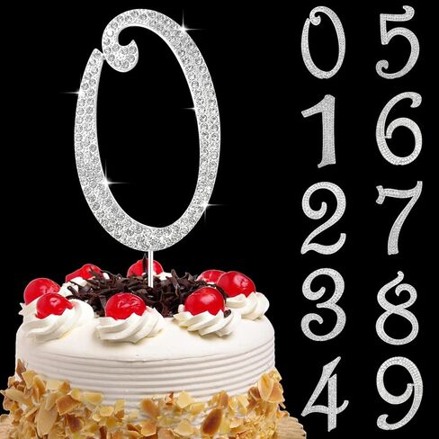 Large Number 0 Cake Topper Gold Rhinestone Number Cake Toppers Happy Birthday Cake Topper, Anniversary Cake Toppers, 10 16 18 21 30 40 50 60 70 80 90 Birthday Anniversary Cake Decorations (0, Glod) in Saudi Arabia