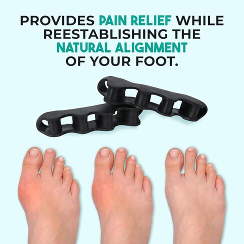 Toe Separators - 50% Thicker & More Durable - Correct Foot and Bunion Pain, Plantar Fasciitis - Dr. Recommended Toe Straightener to Improve Mobility - Stretches to Fit (Size Large) in Saudi Arabia