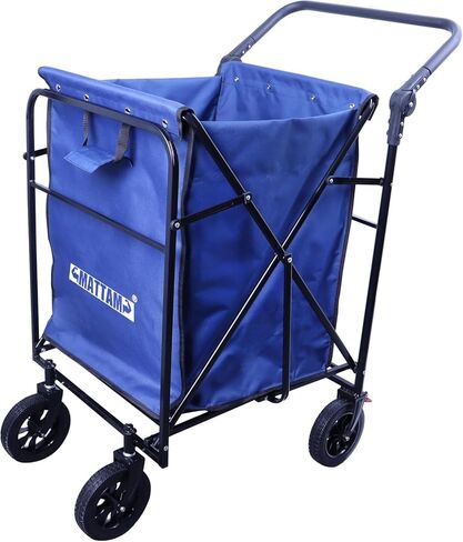 MATTAM Collapsible Basket Trucks Service Carts with Wheels for Material handling, 265 lbs Capacity，21" L x 18.9" W x 35.4" H (Blue) in Saudi Arabia