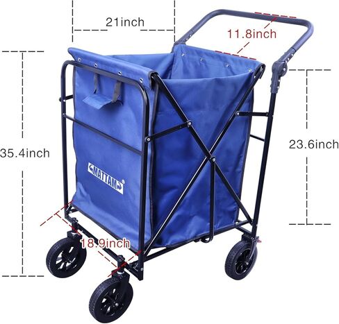 MATTAM Collapsible Basket Trucks Service Carts with Wheels for Material handling, 265 lbs Capacity，21" L x 18.9" W x 35.4" H (Blue) in Saudi Arabia