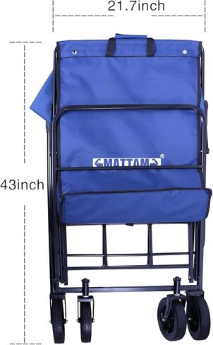 MATTAM Collapsible Basket Trucks Service Carts with Wheels for Material handling, 265 lbs Capacity，21" L x 18.9" W x 35.4" H (Blue) in Saudi Arabia