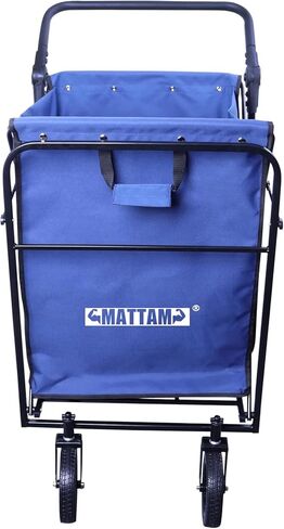 MATTAM Collapsible Basket Trucks Service Carts with Wheels for Material handling, 265 lbs Capacity，21" L x 18.9" W x 35.4" H (Blue) in Saudi Arabia