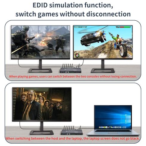 HDMI KVM Switch 2 Port Box، 1 شاشة 2 جهاز كمبيوتر edid Emulator، USB 3.0، 4k 60hz KVM Switch for 2 Computers Share Keyboard Mouse Printer وOne HD Monitor، يدعم نسخة EDID، 2K144. in Kuwait