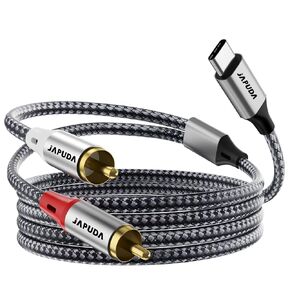 USB C to 2RCA Audio Cable Type C to 2RCA Male Jack Plug Adapter Car Auxiliary Stereo Speaker Amp Cord Compatible with iPhone 15 Pro Max/15 Pro/15 Plus, iPad Pro, Samsung S23, Pixel 7 Pro, 6FT