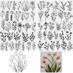 rejopfad عصا وغرزة التطريز ورقة مثبتة للذوبان في الماء للتطريز، مثبتات التطريز ذاتية اللصق ورقة قابلة للذوبان في الماء مع أنماط الحيوانات للتطريز (الزهور) in Kuwait