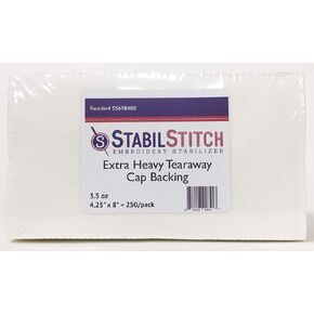 StabilStitch Extra Heavy (3.5 oz.) Tearaway Cap Backing 4.25" x 8" 250 Pack