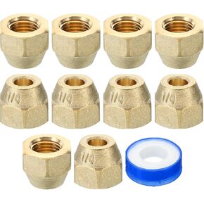 صامولة نحاسية مضيئة من PATIKIL 1/4 SAE، 10 عبوات 45 درجة من النحاس المتوهج تركيب الأنابيب النحاسية مع شريط لخط الغاز المائي لمكيف الهواء، غير لامع in Kuwait