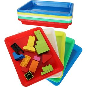 15 Pack Plastic Trays for Kids Arts and Crafts, 11 x 8 inch Multicolor Plastic Tray, Activity Tray for DIY Projects, Painting, Beads, Organizing Teacher Supply, Home, Classroom School