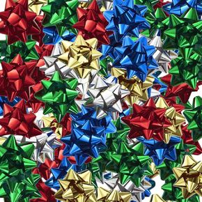 Christmas Ribbon Gift Bows Metallic, Medium & Large, 110 Count, (Assorted Colors)