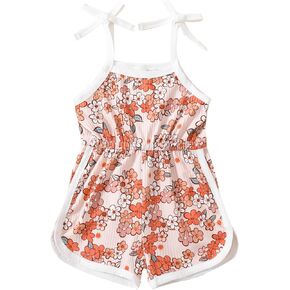 Jeinxcn Toddler Baby Girl Summer Clothes Floral Print Romper Halter Jumpsuit One Piece Summer Outfit