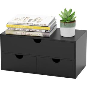 Bamboo Desk Organizer with Drawers Desktop Storage Drawers for Bills Office Supplies Kitchen Utensils Organizing Tool for Home Classroom Organization No Assembly (White)