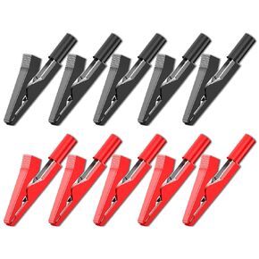 Goupchn Insulated Alligator Clips Electrical 10PCS Red Black Crocodile Clamps for 2mm Test Probes, 2mm Banana Plugs