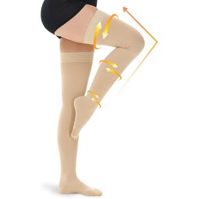 beister 15-20 mmHg Medical Compression Stockings with Dot Silicone Band, Closed Toe Thigh High Graduated Compression Socks for Women Men, Circulation Support Pressure Stockings for Varicose Veins, DVT in Kuwait