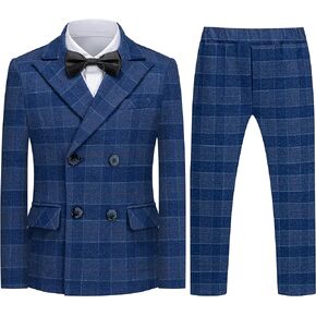 Boys Suit Slim Fit Double Breasted Toddler Formal Tuxedo Suit Set for Wedding Communion Party