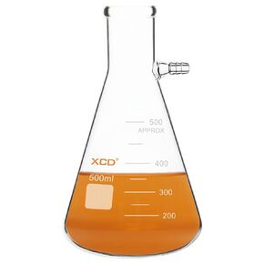 XCD Glass Filtering Flask, Borosilicate Glass Bolt Neck Filtering Flask with Tubulation, 500 ml