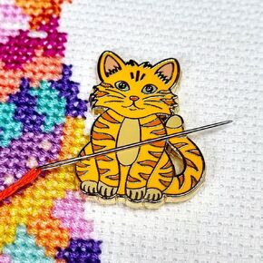 Meloca Designs Ginger Cat Needle Minder for Cross Stitch, Embroidery, Needlepoint, Sewing, Quilting, Needlework and Haberdashery