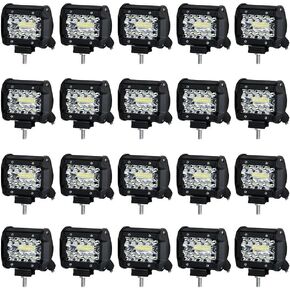 LED Pods, Turboo 4 Inch 60W LED Light Bar, 12000LM Spot Flood Combo Off Road Light Triple Row LED Work Light Driving Fog Lamps for Pickup Truck Jeep ATV UTV SUV Boat Light