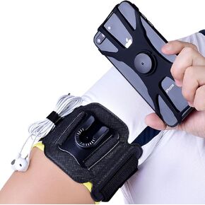 MOVOYEE Phone Holder for Running Armband Cell Phone Holder, 360° Rotation Detachable Sports Arm Bands Bike Gym Workout Exercise Wrist iPhone 15 14 13 12 11 Pro Max Xs Xr X Plus Galaxy S24 Ultra Black