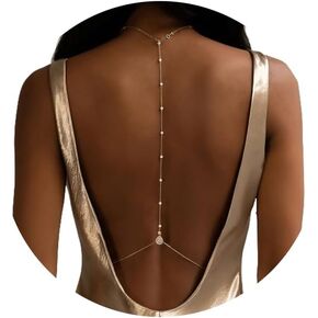 Bride Backless Rhinestone Waterdrop Body Chain Belly Waist Necklace