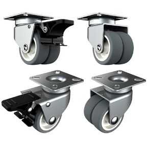 HOLKIE Heavy Duty Caster Wheels 2 inch Casters for Furniture with Safety Brake Swivel Caster Set of 4 with Screws Total Capacity 880 lbs (2 with Brakes and 2 Without)