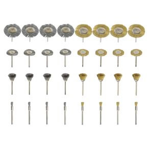 TOVOT 32PCS Drill Wire Brushes 4 Types Brass Wire Wheel for Drill Tools Polish Clean Tools