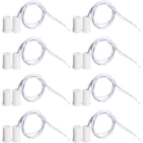 Aoje-Link RC-33A NC Recessed Wired Security Window Door Contact Sensor Alarm Magnetic Reed Switch for Home Security Access Control and Burglar Alarm Systems White 8pcs