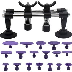 LTUPWF Paintless Dent Repair Tools Bridge Dent Remover with Double Pole Bridge Dent Puller 18PCS Glue Puller Tabs for Car, Door Dings and Hail Damage