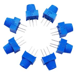 TWTADE / 8pcs 3386p Potentiometer 1K 5K 10K 100K Ohm Each 2pcs Breadboard Trim Potentiometer kit with Knob