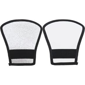 eMagTech 2PCS Flash Diffuser Two-Sides Silver White Reflector with Elastic Band Bend Bounce Flash Reflector for Any Camera Flashes Head with Normal Size