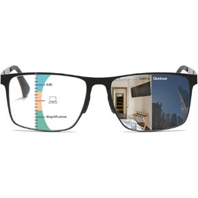 Photochromic Reading Glasses Multi Focal Reading Glasses for Men Clear on Top Readers on Bottom Progressive Reader
