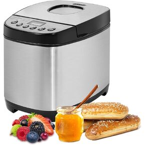 ماكينة صنع الخبز TUSAUW ماكينة صنع الخبز الأوتوماتيكية قابلة للبرمجة مع 12 إعدادًا للمخبز المنزلي، ماكينة الخبز لخبز العجين والخبز وصناع الخبز الكهربائي (فضي) in Kuwait