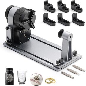 Genmitsu MD18 Rotary Roller, 3-in-1 Accessories Kit for Genmitsu L8, Genmitsu Z6 Engraving Machines, Multi Jaw Chucks for Glass, Cylindrical Objects, Baseball Bat, Ring, Bottles Cups