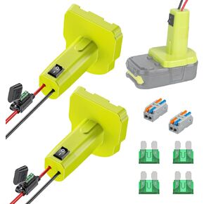 Vibit 2 Pack Power Wheel Adapter for Ryobi 18 V Battery, DC Power Adapter, Battery Adapter for Golf Cart RC Car Truck DIY & Robotics, Battery Conversion with Fuse Switch 12 AWG Wires & Wire Terminal